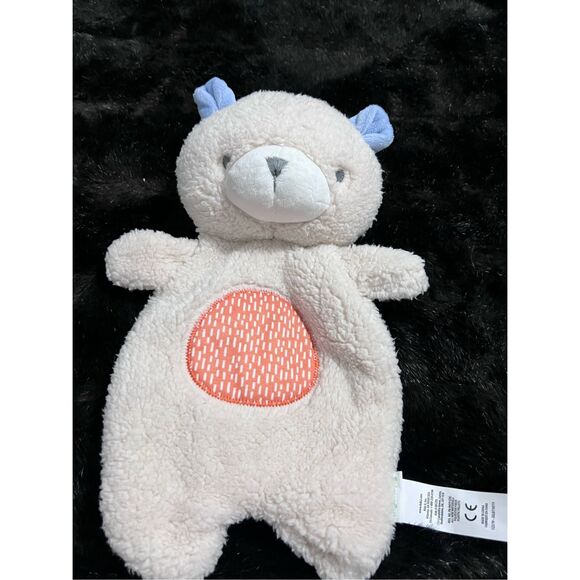 Ingenuity Teddy Bear Lovey Security Blanket Flat Body Satiny Tummy Plush Baby - Picture 1 of 3